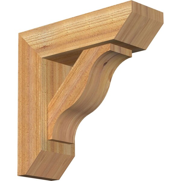 Ekena Millwork Funston Slat Rough Sawn Bracket w/ Offset Brace, Western Red Cedar, 6"W x 18"D x 18"H BKT0604X18X18FST06RWR - main
